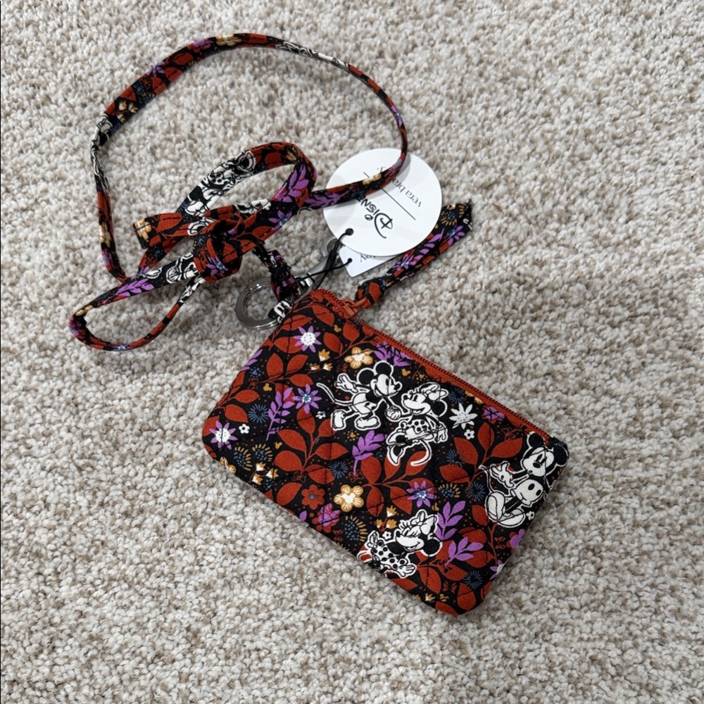 Disney Floral Vera Bradley zip id lanyard  - Red and Purple vine floral